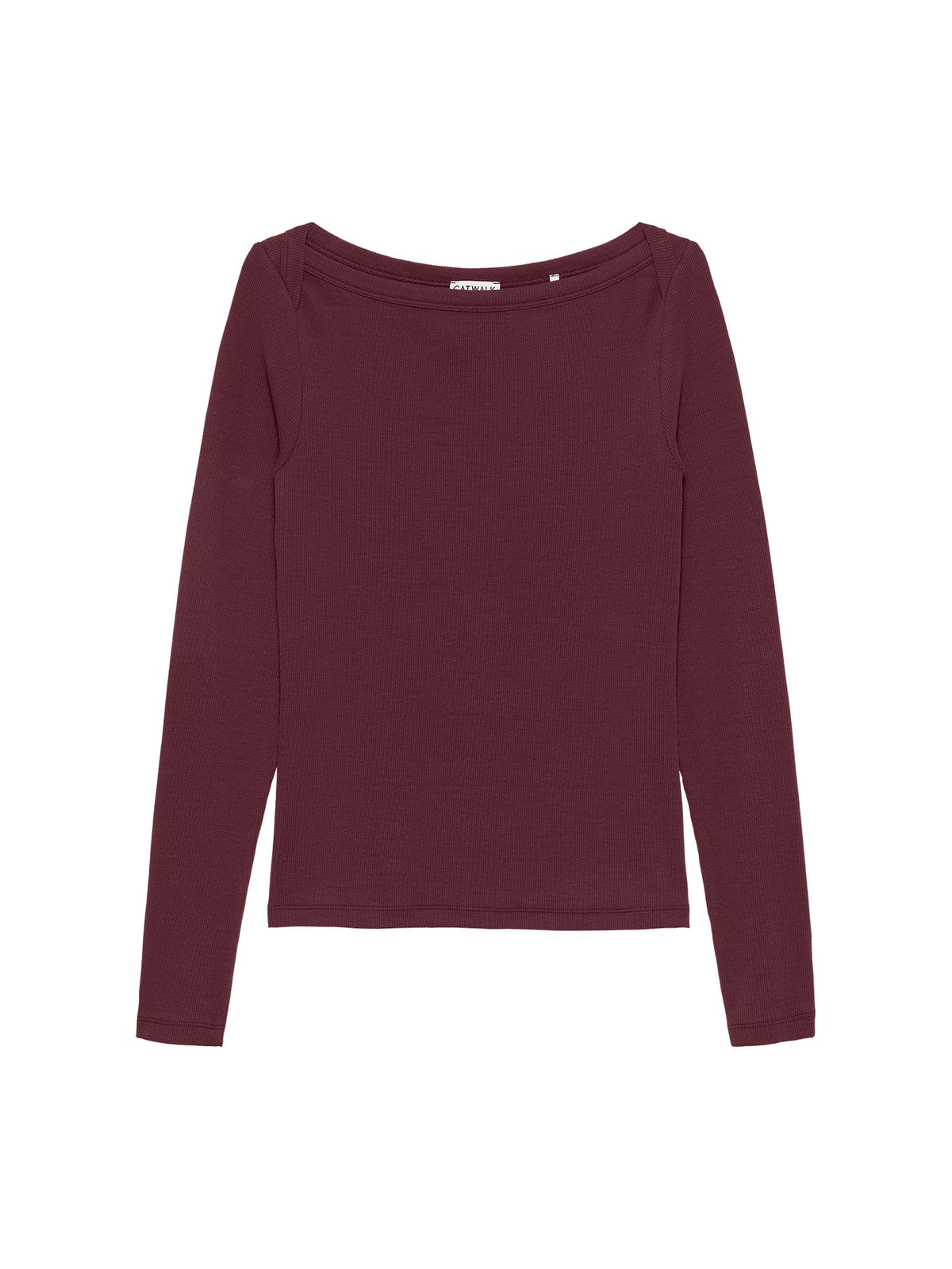 boatneck rib long sleeve merlot - catwalk junkie