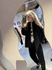 Light padded check jacket navy blazer - catwalk junkie
