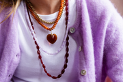 Funky burgundy long necklace - bonnie studios