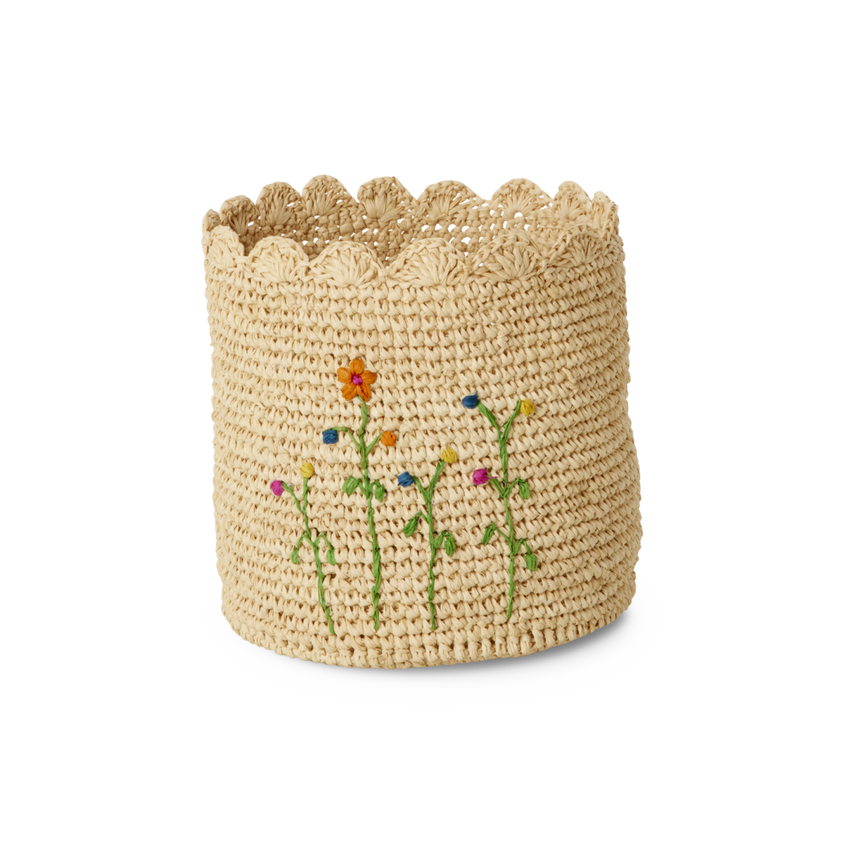 Raffia mandje met bloem  - Rice