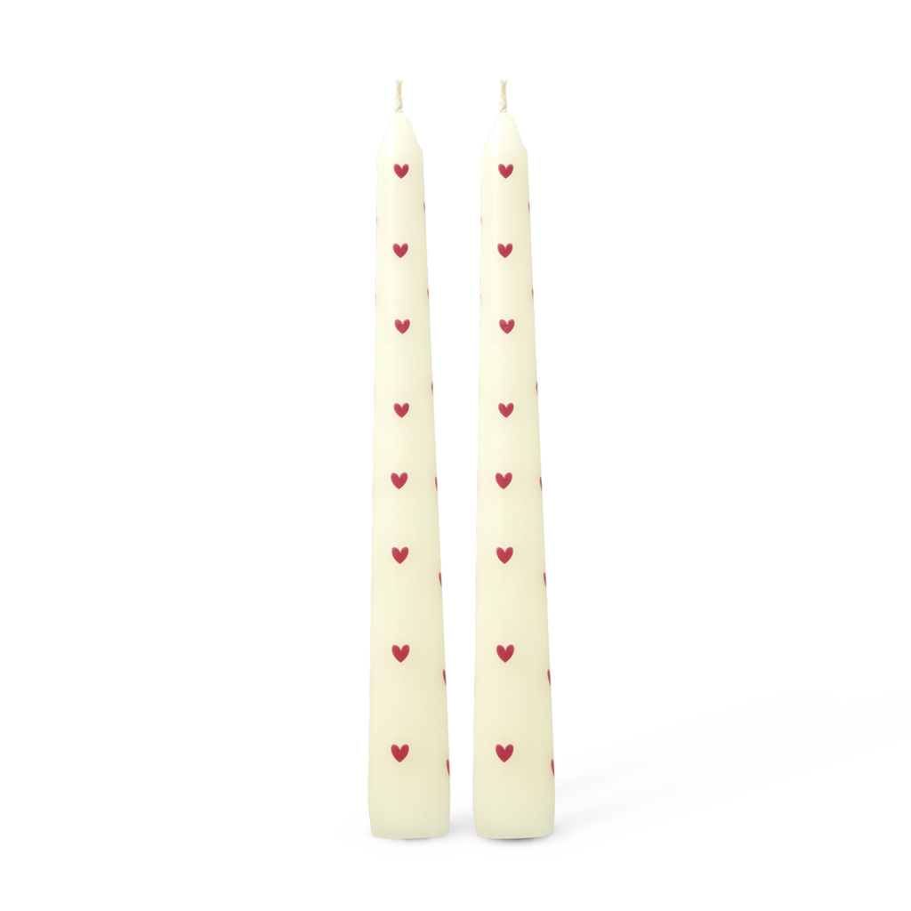 kaarsen met hart print set of 2 - rice CDPRI-2ZHEA | Jil Conceptstore