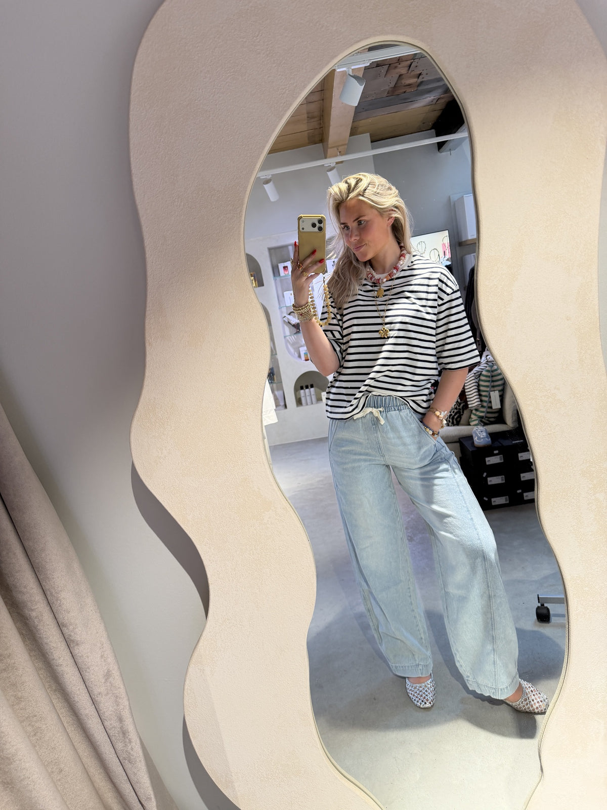 Loose fit striped T-shirt-  Navy - catwalk junkie