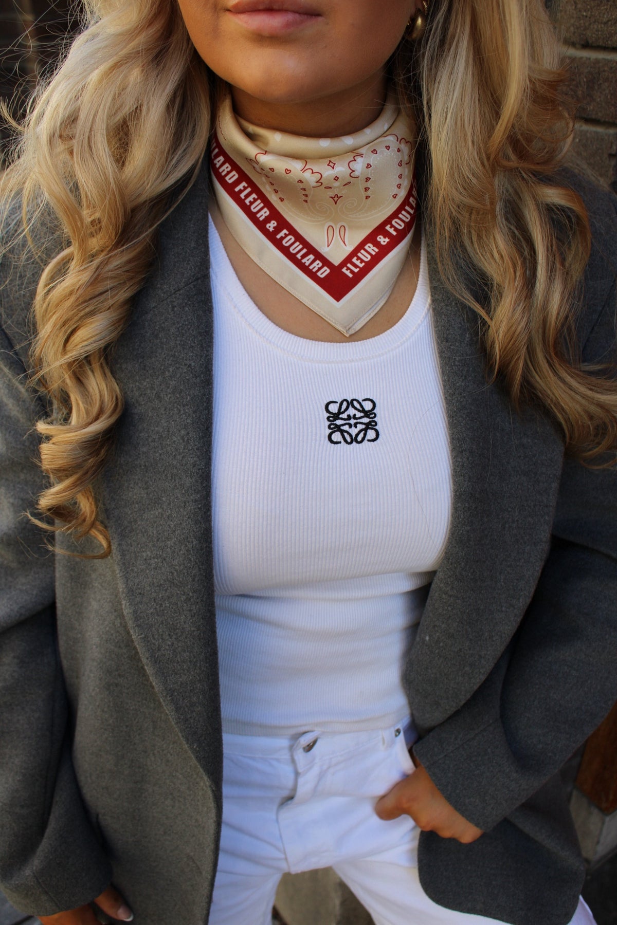 scarf beige red - fleur & foulard