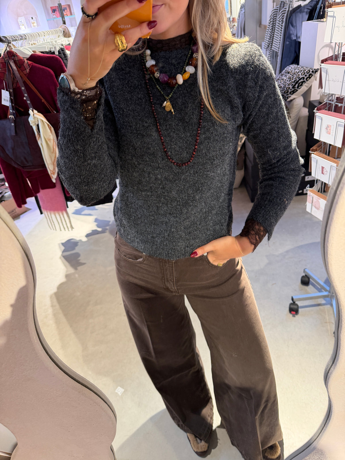 suzanne knitted pull dark grey melange - another label