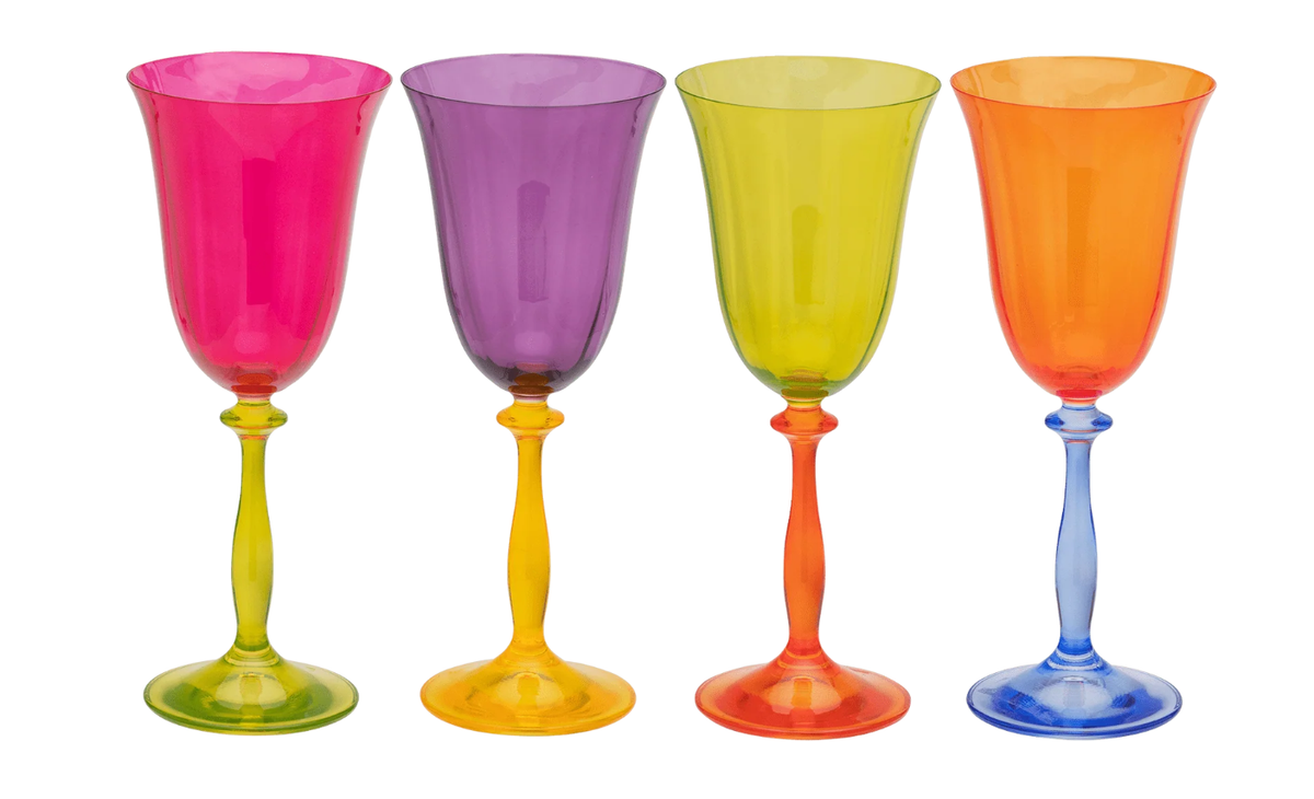Multicoloured Optic Wine Glass Set of 4 - Anna+Nina