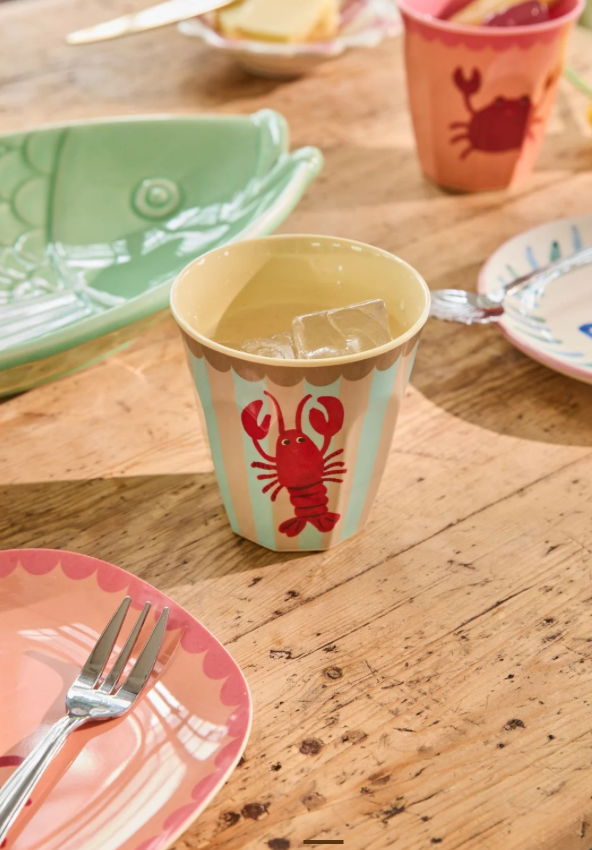 Medium cup with New Lobster Print - Medium - MELCU-NLOBS - rice | Jil Conceptstore