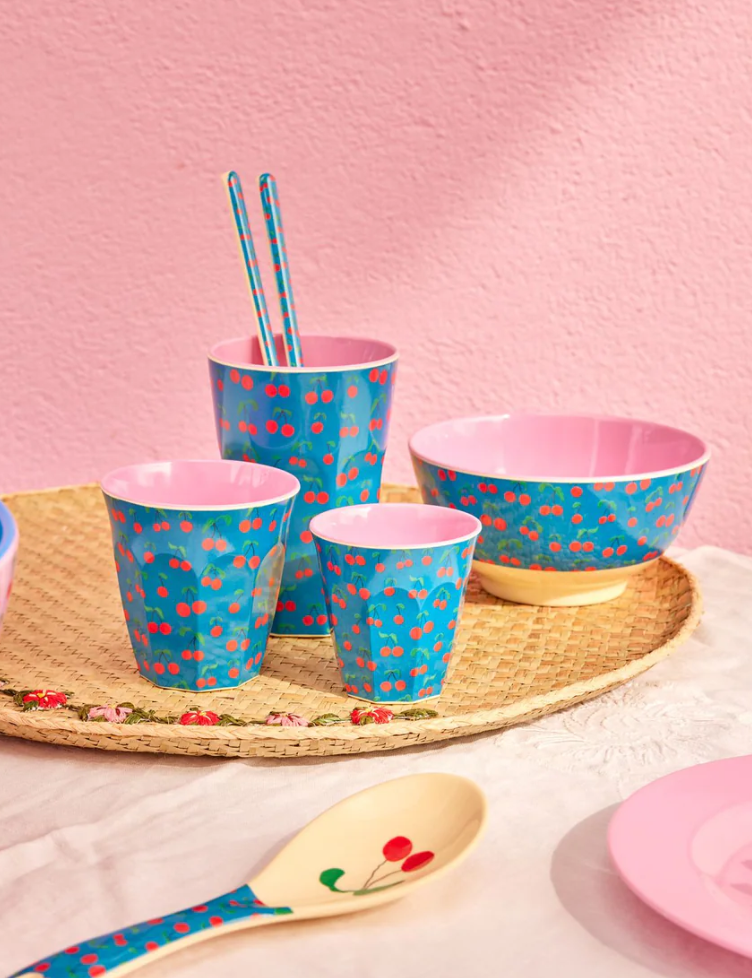 Medium bowl with Cherry Love Print  - rice MELBW-CHERB | Jil Conceptstore