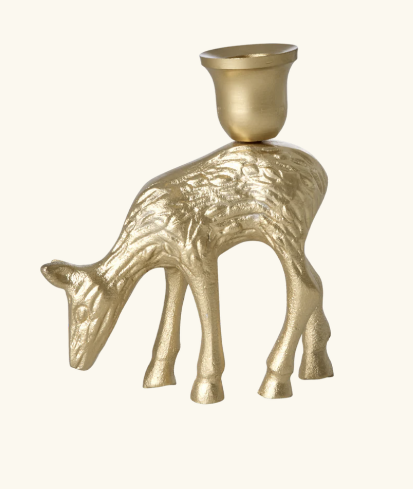 metal candleholder in deer shape small - rice