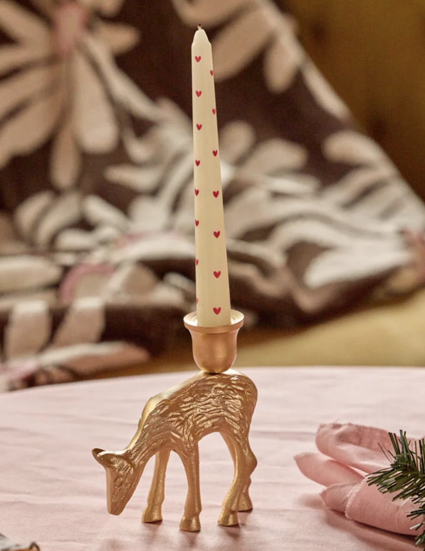 metal candleholder in deer shape small - rice