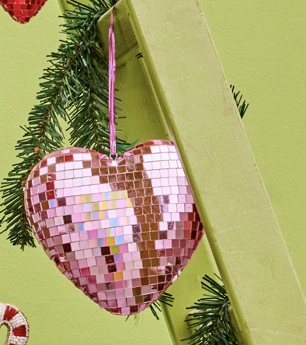 disco ball in heart shape soft pink medium - rice