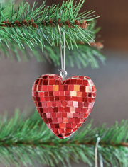 disco ball in heart shape red small - rice