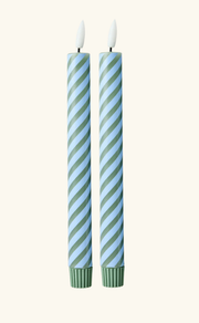 led candle in blue and green stripes 2 pack - rice