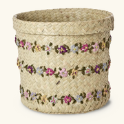 raffia rond mandje met bloem - rice | Jil Conceptstore