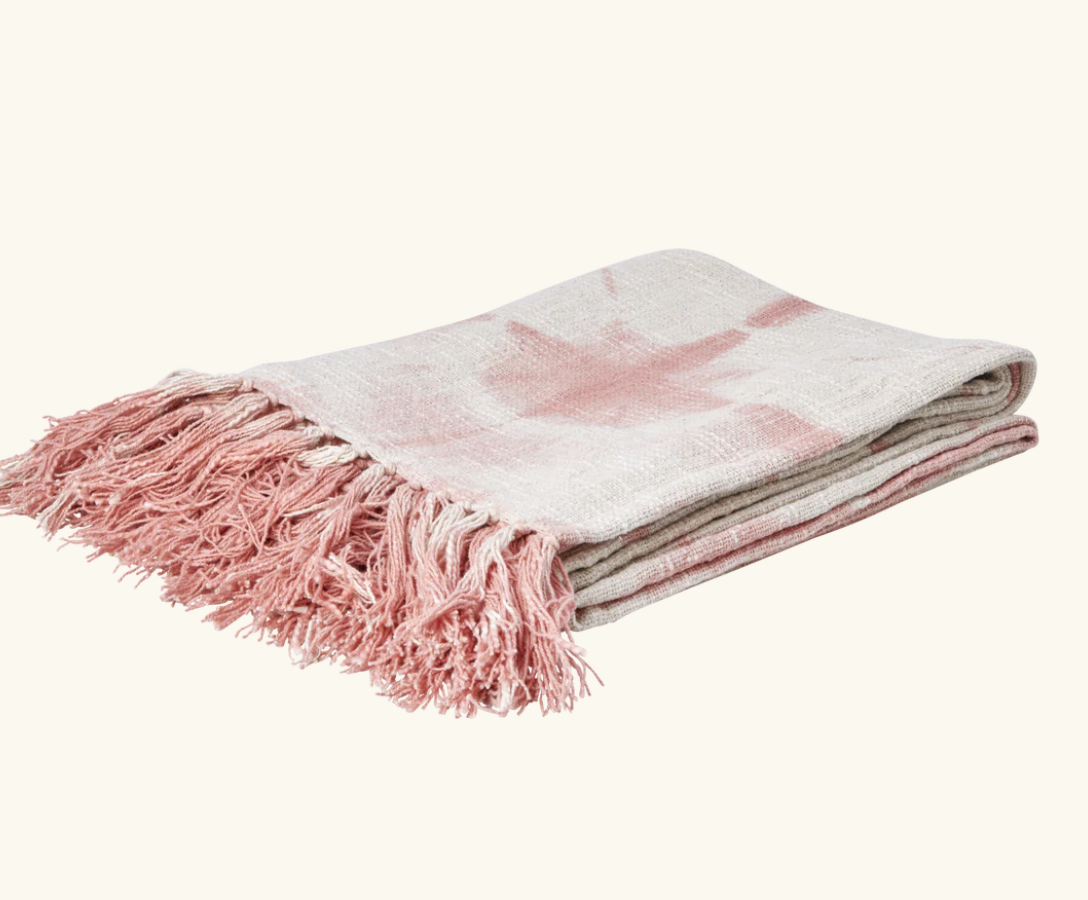 katoen tie & dye deken - zacht roze - Rice