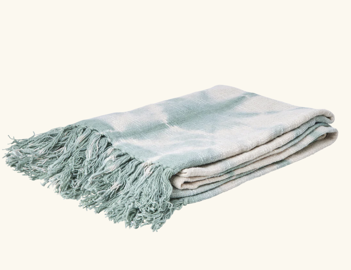 katoen tie & dye deken -  groen  - Rice