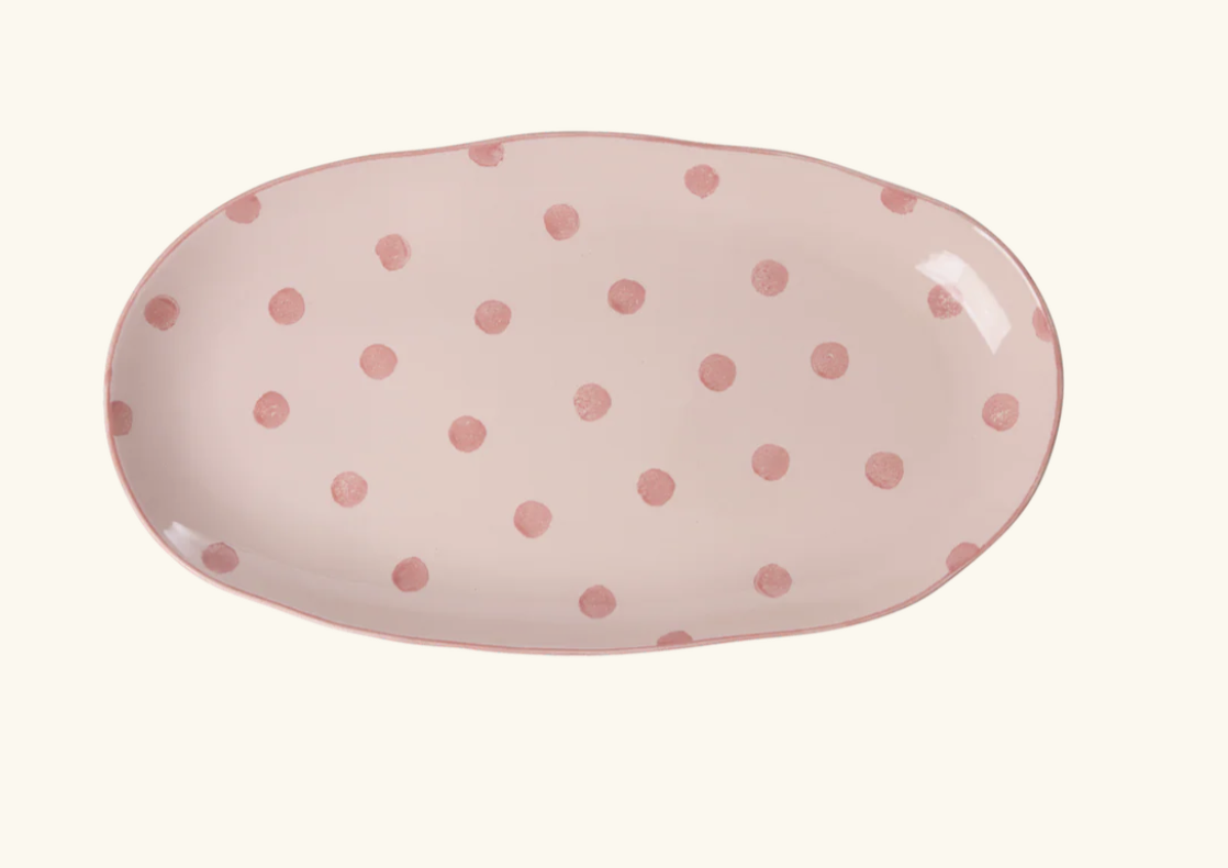 keramiek serving platter roze & stippen - rice | Jil Conceptstore CESER-MDOTI | Jil Conceptstore