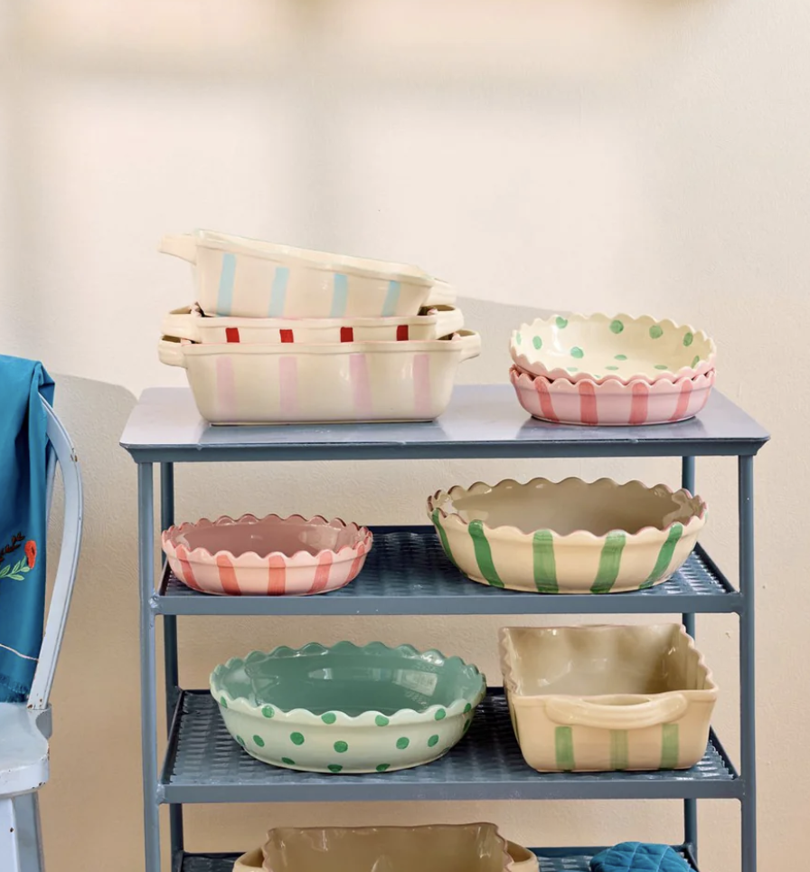 keramiek serving platter roze & stippen - rice | Jil Conceptstore CESER-MDOTI | Jil Conceptstore