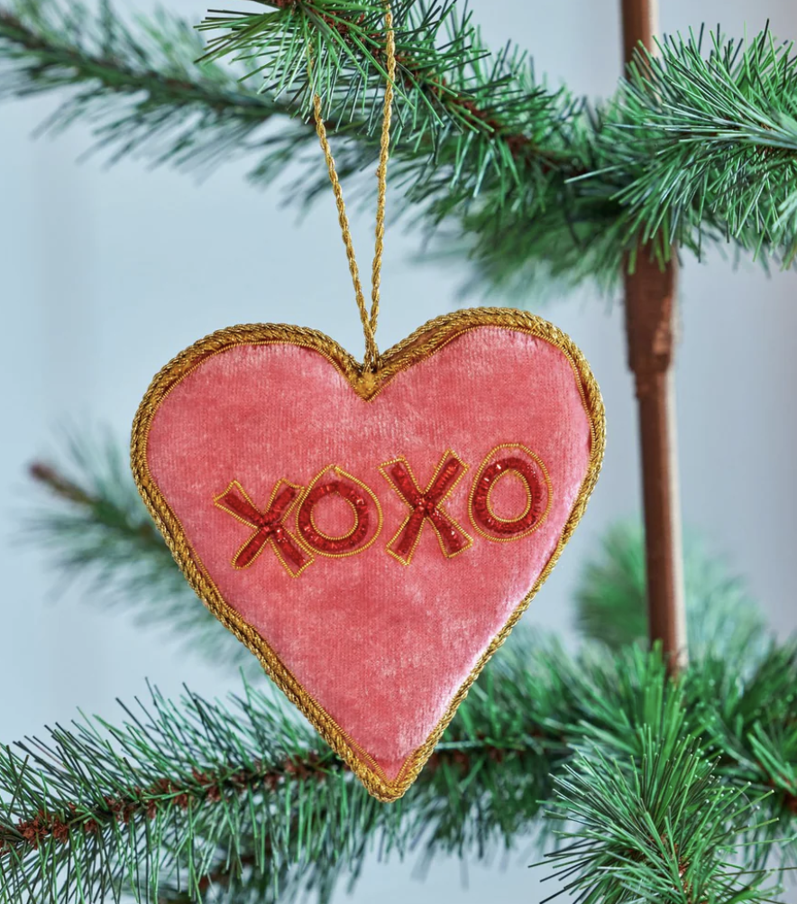 christmas fabric ornament with beads  - rice