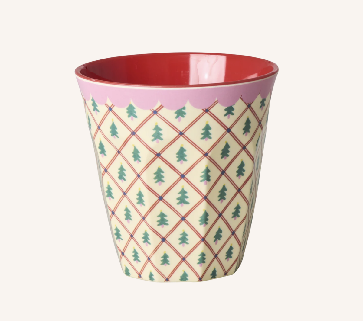 Medium Cup with Diamond Christmas Tree Print - Medium - 250 ml - rice