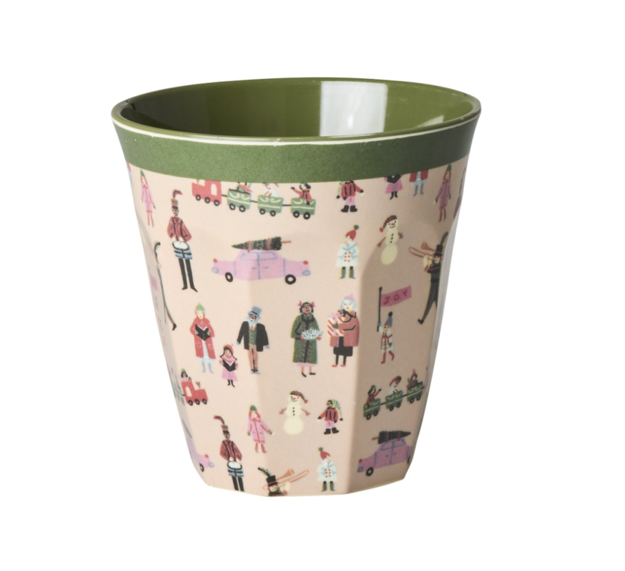 Medium Cup with Holiday Print - Medium - rice