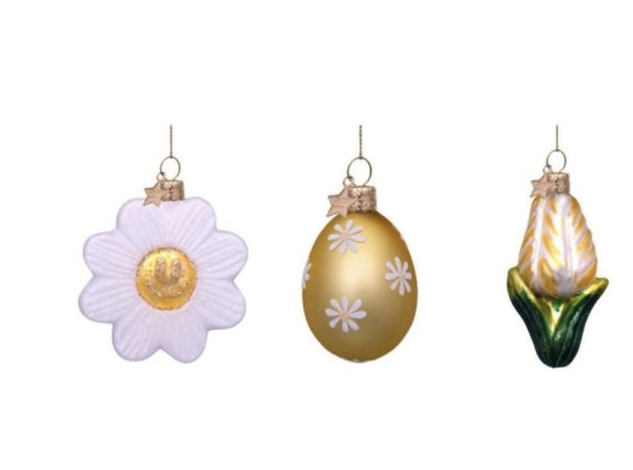 ornament glass easter set - daisy egg and tulip - vondels