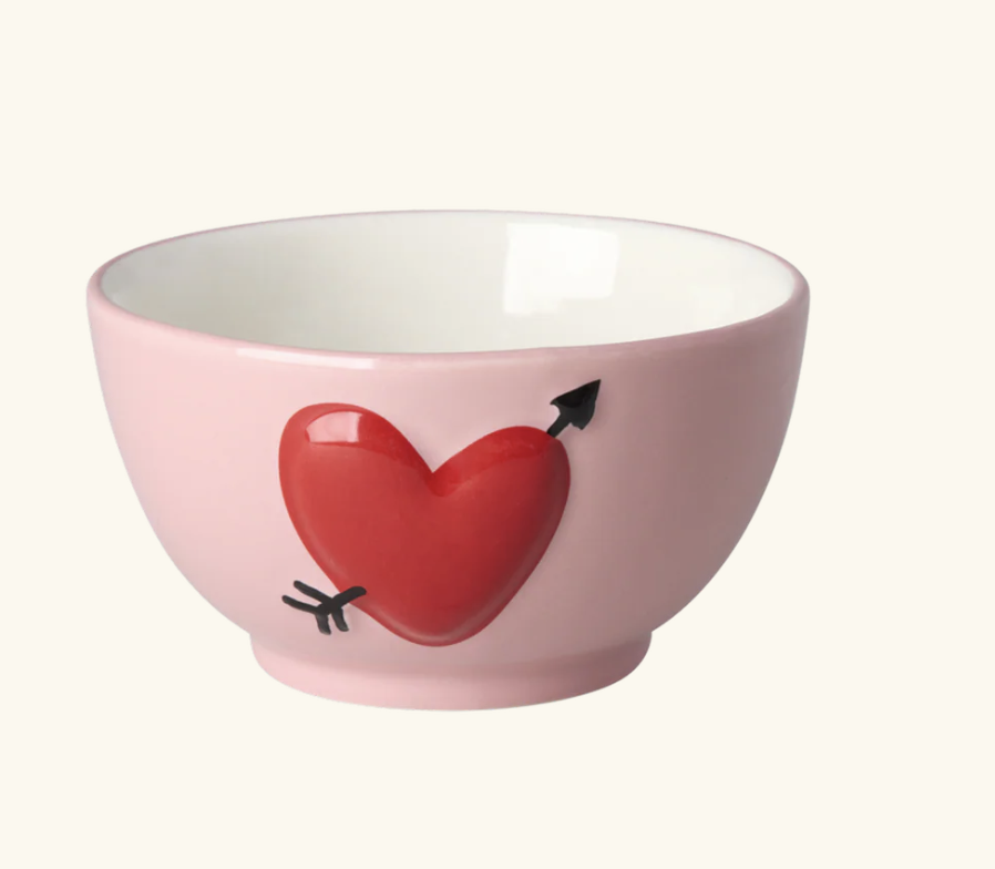 Small Ceramic Bowl - Pink - Embossed Heart Design - rice CEBWL-SEMHEA | Jil Conceptstore