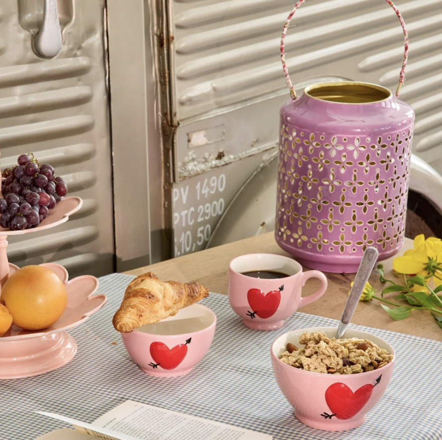 large keramiek bowl roze hart design - rice CEBWL-EMHEA | Jil Conceptstore