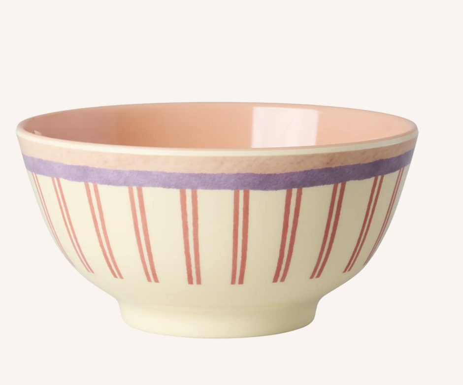 Medium Bowl - Cream - Stripey Love Print - rice MELBW-STLO | Jil Conceptstore