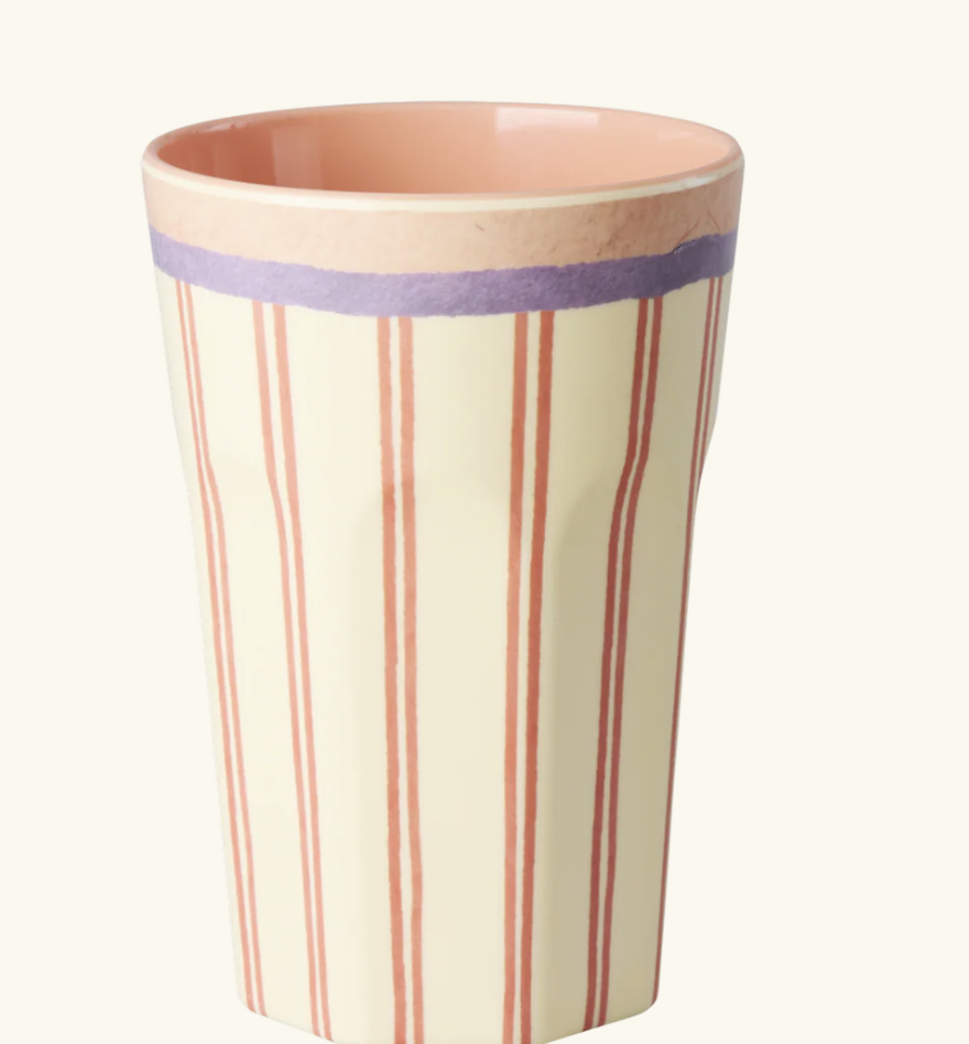 Tall Cup - Cream - Stripey Love Print - rice MELCU-LSTLO | Jil Conceptstore