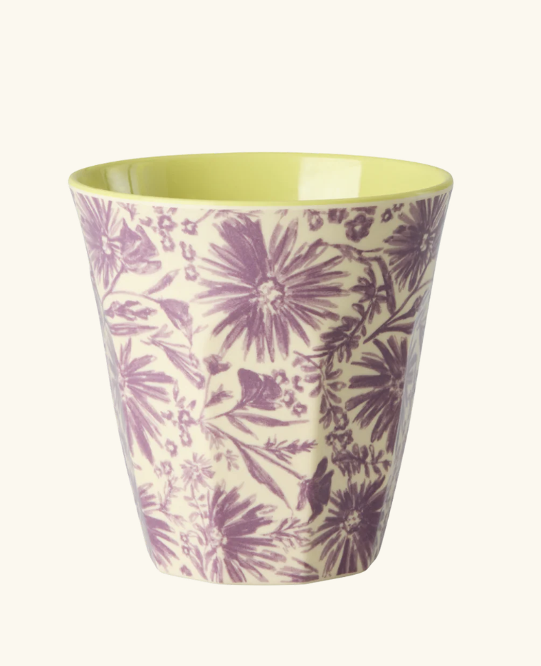 Medium Cup - Purple - Flower Press Print - rice MELCU-FLPR | Jil Conceptstore