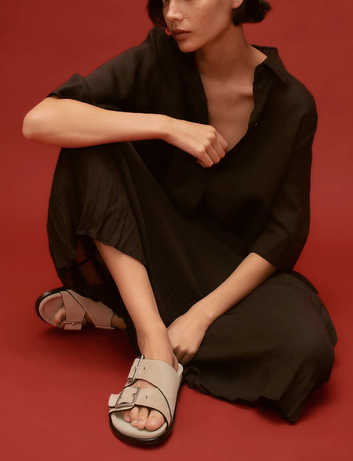 Alba suede beige leather sandals - alohas