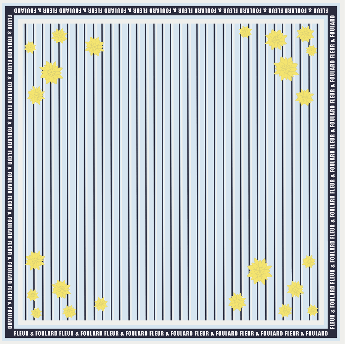 Scarf blue yellow flower - fleur & foulard
