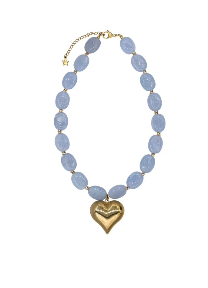 necklace amora rosa blue - flem the label