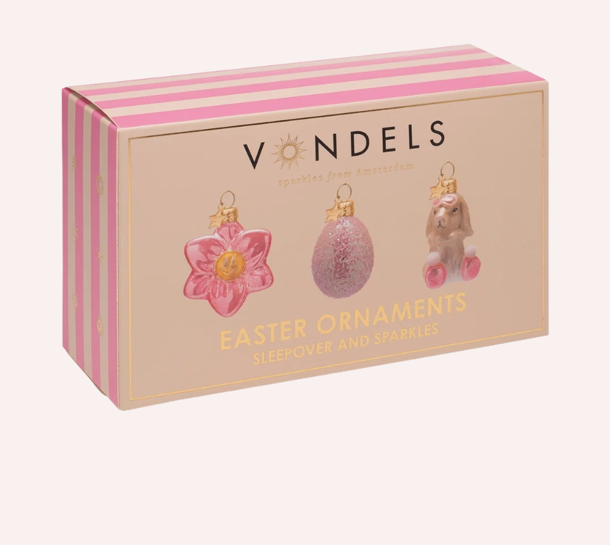 Ornament glass Easter set Sleepover and Sparkles w/box - vondels
