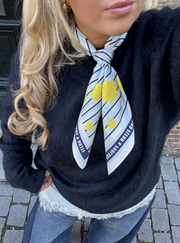 Scarf blue yellow flower - fleur & foulard