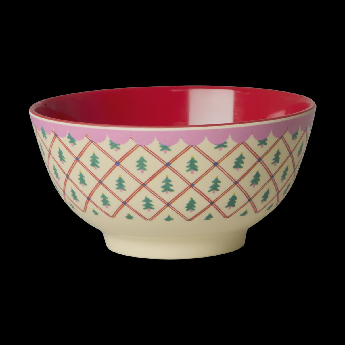 Medium bowl with Diamond Christmas Tree Print  - rice