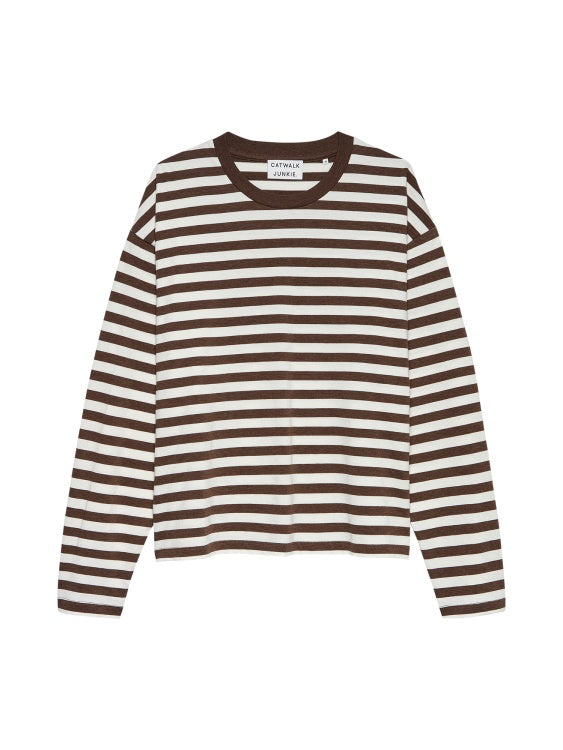 Striped long Sleeve - Coffee Bean - Catwalk Junkie