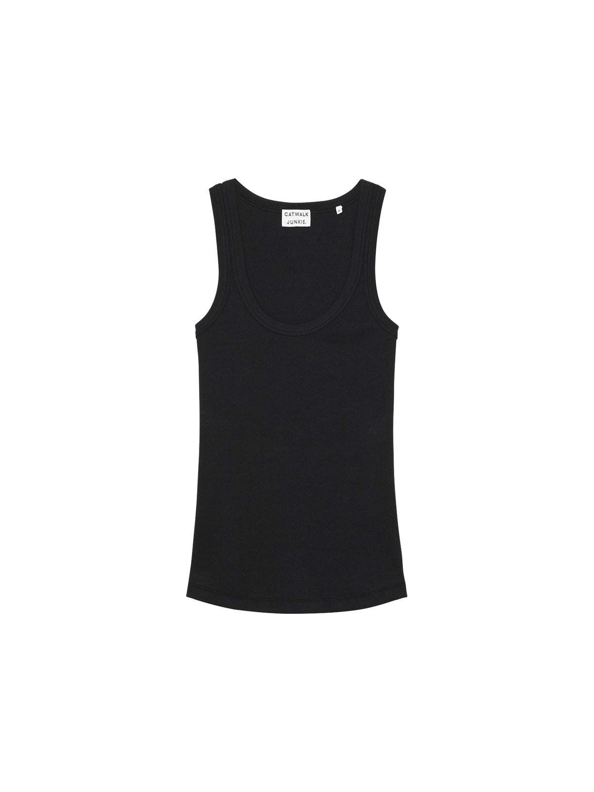 Scoop neck rib  singlet - Lage hals - Black - Catwalk
