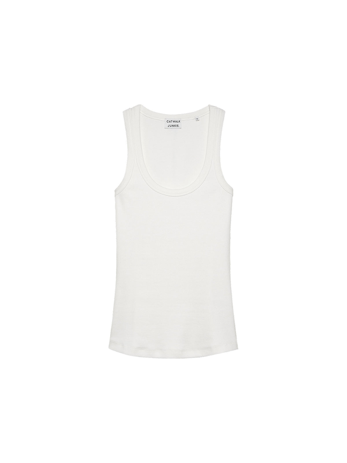 Scoop neck rib  singlet - Lage hals - White - Catwalk