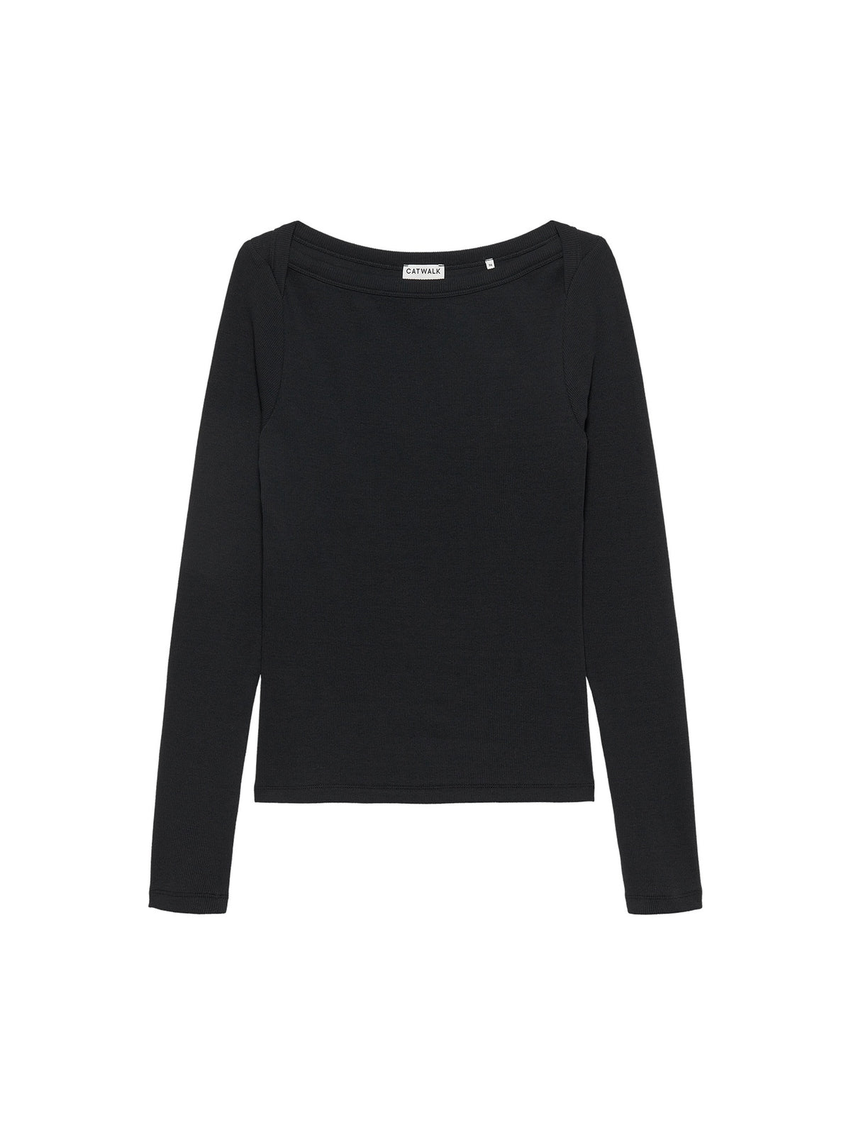 Boatneck rib long sleeve  - black - Catwalk