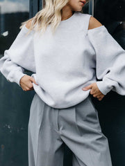Sweater with cut out - grey melange - catwalk junkie