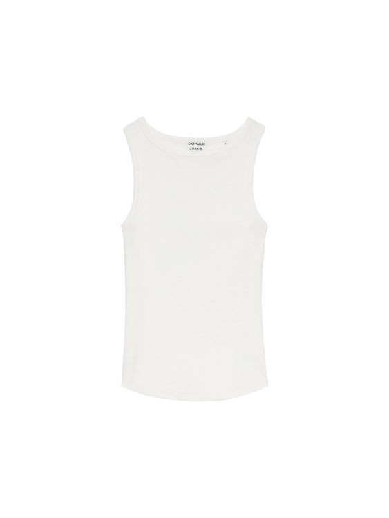 Classic rib singlet - White  - catwalk junkie