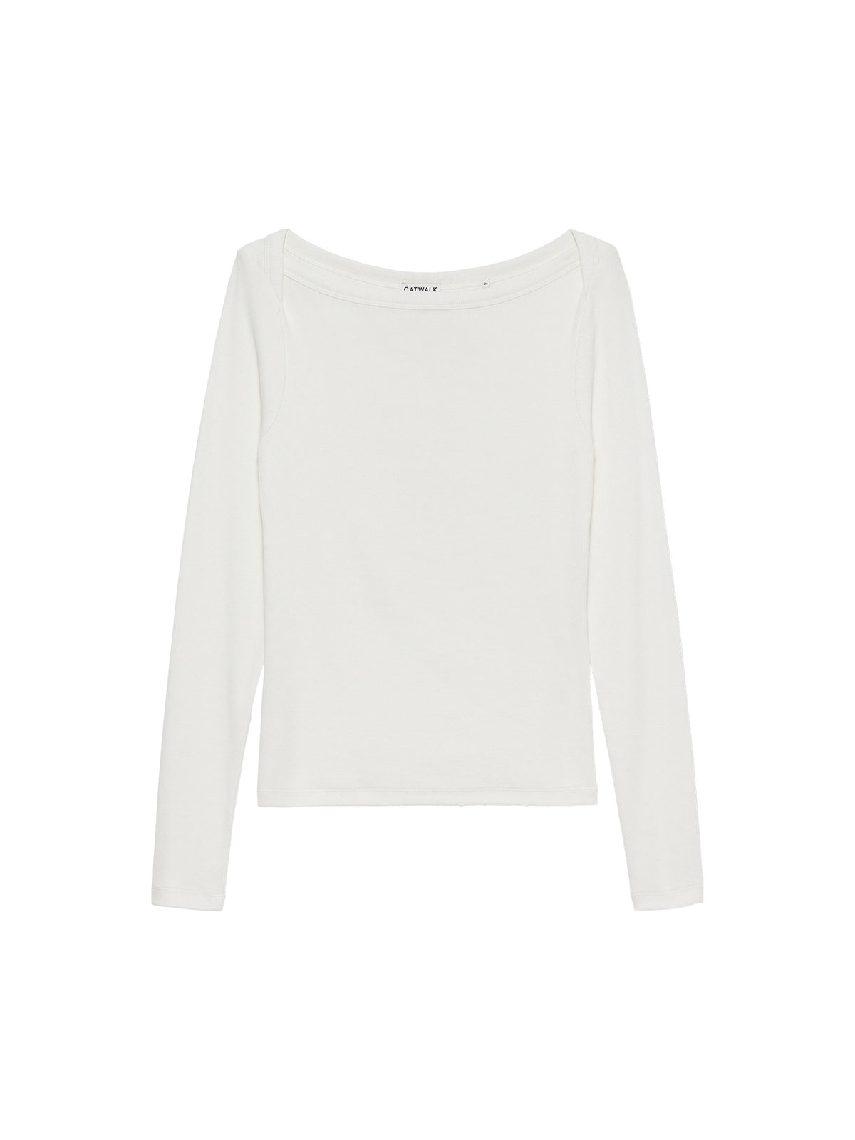 Boatneck rib long sleeve - off White - Catwalk